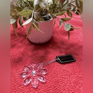 NWOT Coach Pink Acrylic Flower With Crystal Purse Charm …Vintage